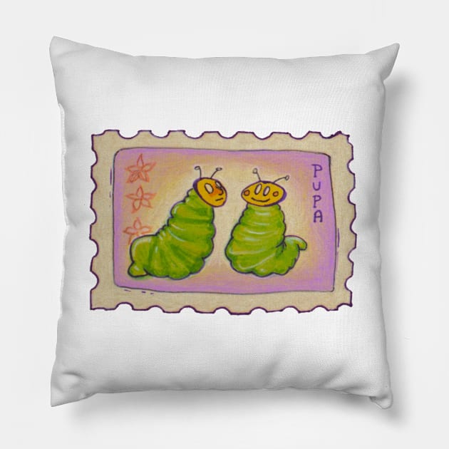 Pupa Postage Pillow by Amanda-Courtney