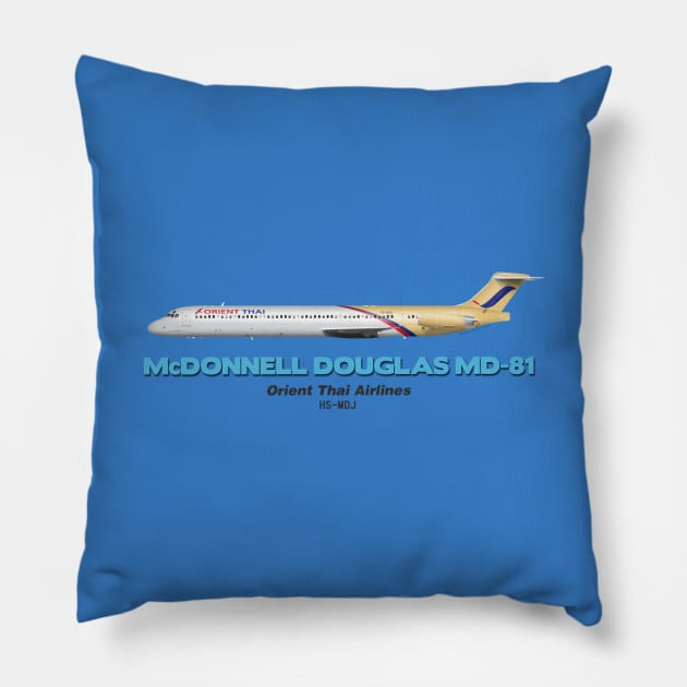 McDonnell Douglas MD-81 - Orient Thai Airlines Pillow by TheArtofFlying