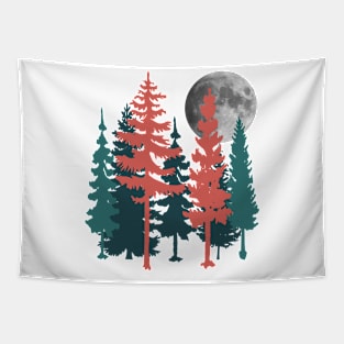 Full Moon Between Trees Tapestry