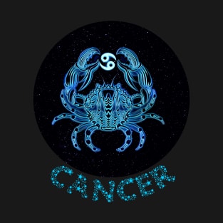 Blue Artistic Zodiac Sign CANCER T-Shirt