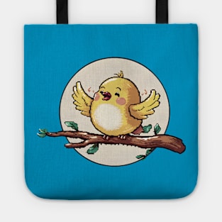 Cute happy bird full of joy Tote