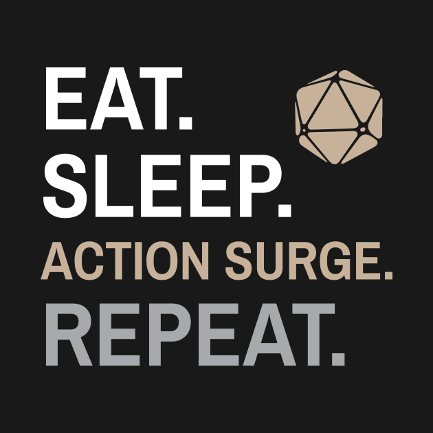 DnD Fighter Eat Sleep Action Surge Repeat by Sunburst