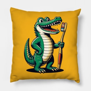 Aligator with toothbrush Pillow