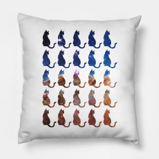 Cosmic Cliffs Carina Nebula on Cat Silhouettes Pillow