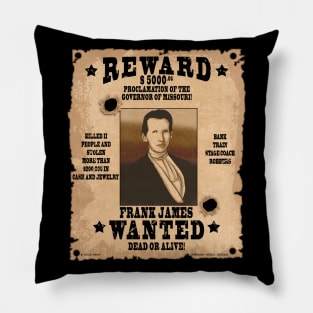 Frank James Wild West Wanted Poster Pillow