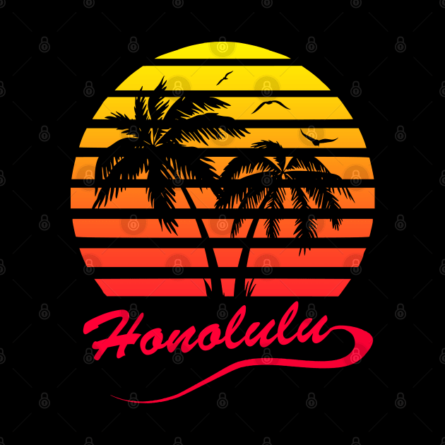 Honolulu 80s Sunset by Nerd_art