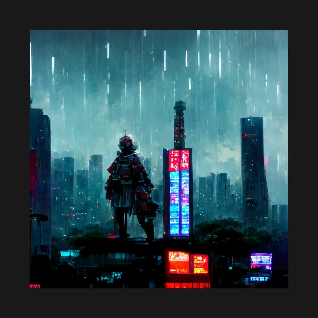 Cybernaut - Cyberpunk Cityscape Skyline by ArkMinted