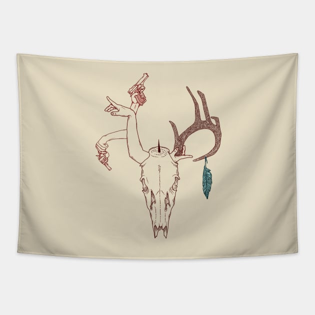 Deer Skull Tee Tapestry by djdillustration