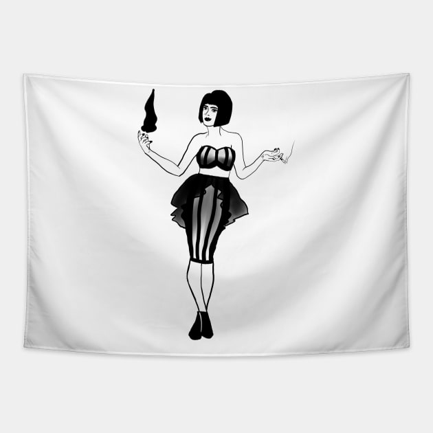 Pinup Witch Tapestry by chelbi_mar