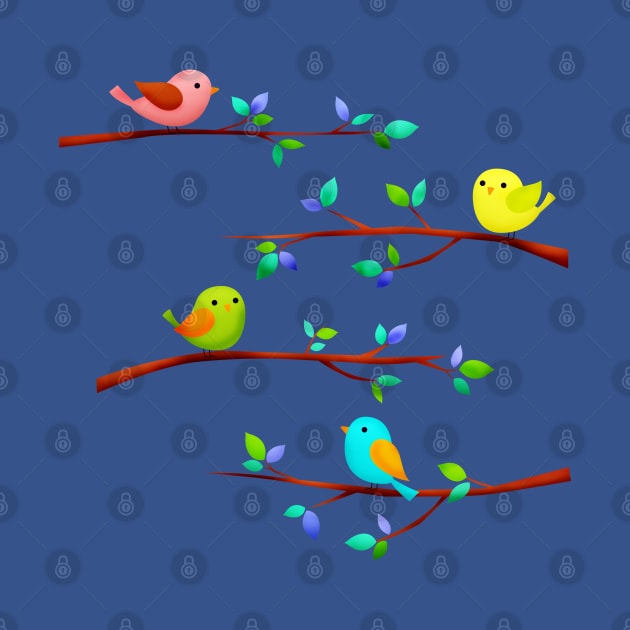 Birds On Tree Branch by holidaystore