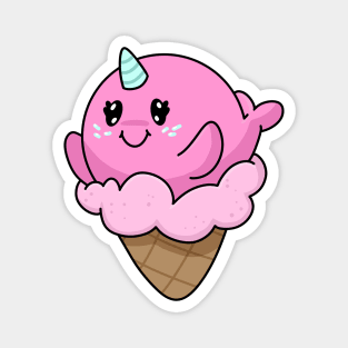 Narwhal Ice Cream (Strawberry Flavor) Magnet
