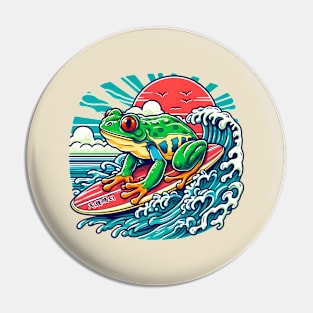 Surfing frog Pin