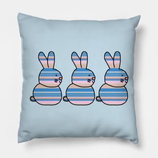 Three Bunnies Cherry Blossom Stripes Cute Animals Pillow