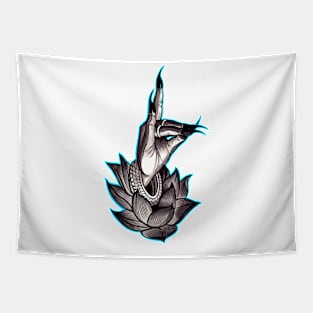 Lotus hand Teal Tapestry