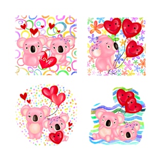 Cute Kaola Bears Love Sticker Pack T-Shirt