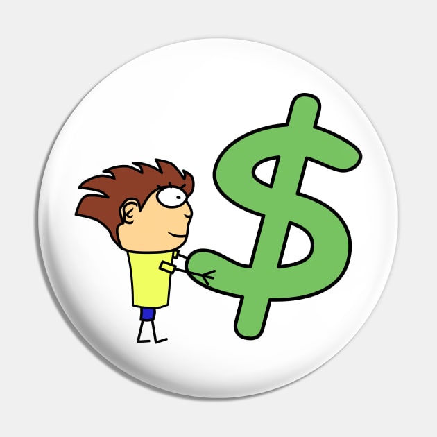 Boy with dollar symbol. Wealth and money. Interesting design, modern, interesting drawing. Hobby and interest. Concept and idea. Pin by grafinya