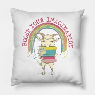 Kids books boost your imagination goat Pillow