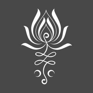 Simple Lotus Symbol Yoga Unalome Tattoo / White T-Shirt