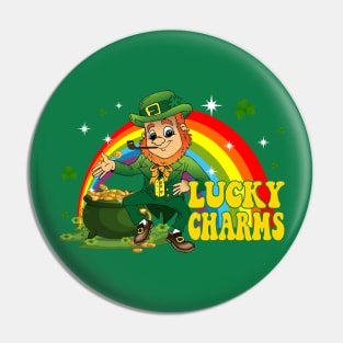 Funny Lucky Charms, Leprechaun St Patricks Day Rainbow Pin