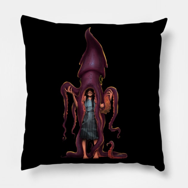 Squid Girl Pillow by kurtchangart