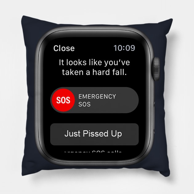 Apple Watch Fall Detection Just Drunk Parody Pillow by Hevding