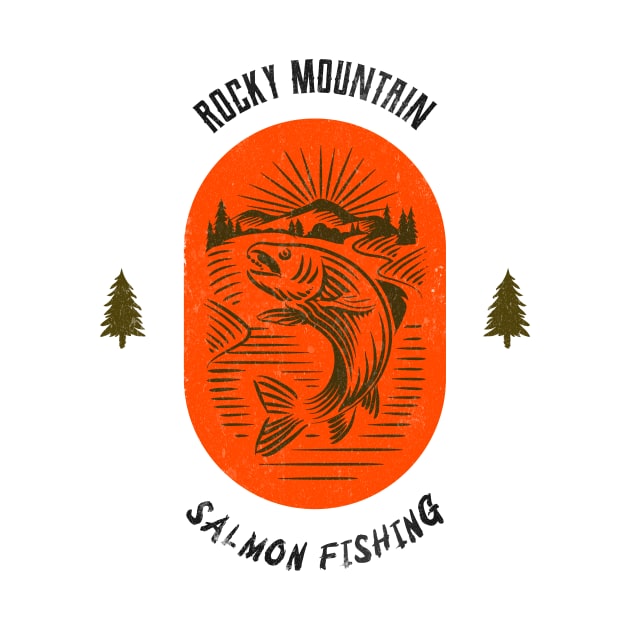 Rocky Mountain Salmon Fishing - Red by Tip Top Tee's