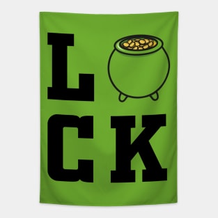 Luck pot of gold black saint patricks day Tapestry