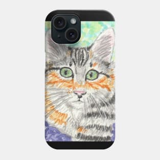 Tabby cat art  painting Phone Case