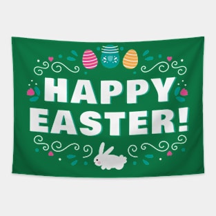 Happy Easter Bunny Eggs and Flowers Apparel Tee Tapestry