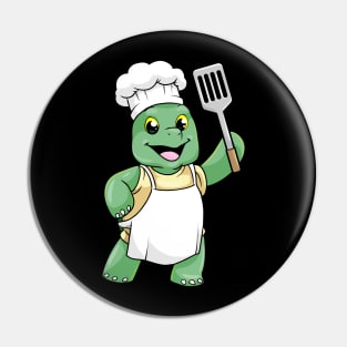 Turtle as Cook with Chefs hat & Spatula Pin