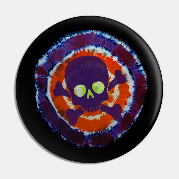 Cool Tie Dye Colorful Retro Hippie Skull Pin by Originals By Boggs