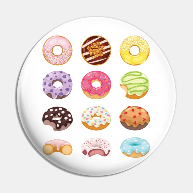 Dozen Colorful Donuts with Sprinkles Pin by figandlilyco