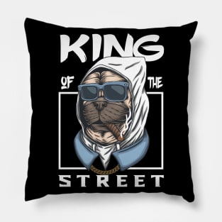 pug dog king of street Pillow