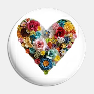 Printed Paper Quilling art. quilling heart.flower heart Pin