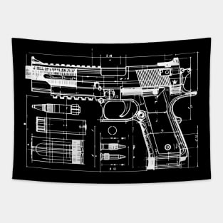 gun blueprint Tapestry