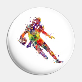 Watercolor American Football Player Pin