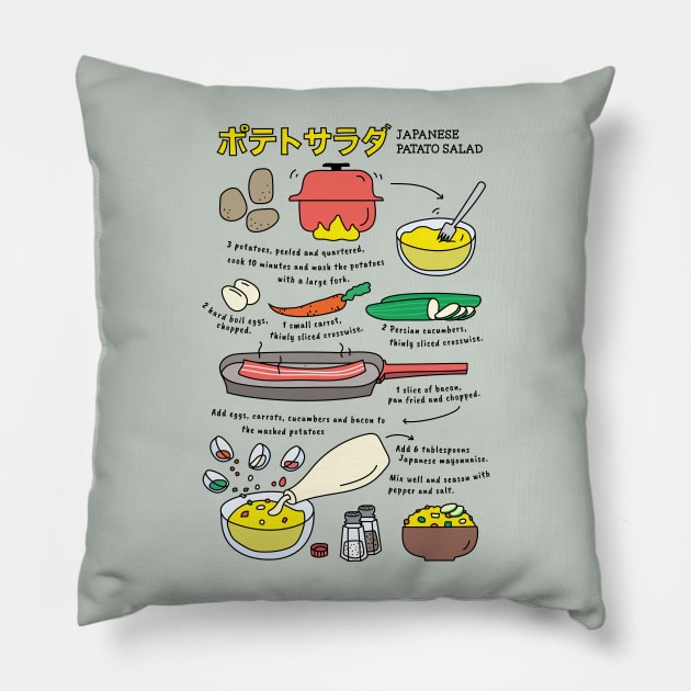 Japanese Patato Salad Recipe Pillow by Noristudio