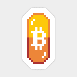 Bitcoin Orange Pill Pixel Art Magnet