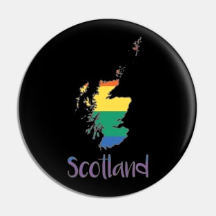 Scotland Rainbow Pride Flag Map Typography Design Pin