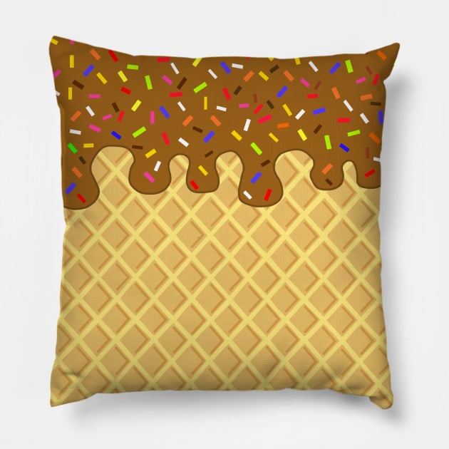 CHOCOLATE Ice Cream Cone With Sprinkles Pillow by SartorisArt1