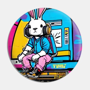 SpinSpinBunny Animated Bunny with Headphones Pin