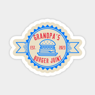 Grandpa's Burger Joint Blue Red Design Magnet