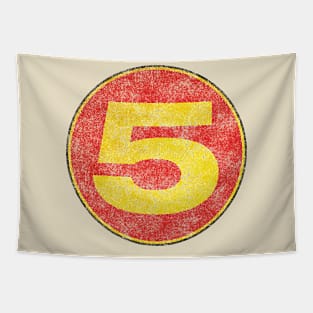 Retro Race Number 5 Tapestry