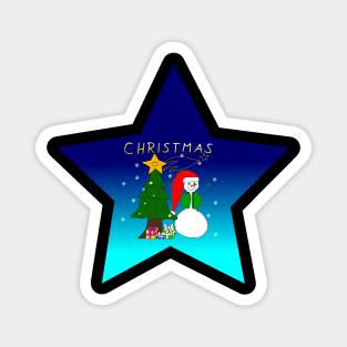 christmas, cute snowman, christmas tree, snowflakes, star Magnet