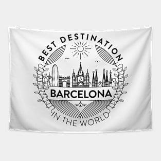 Barcelona Minimal Badge Design Tapestry