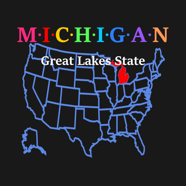 Michigan, USA. Great Lake State. With Map. by Koolstudio