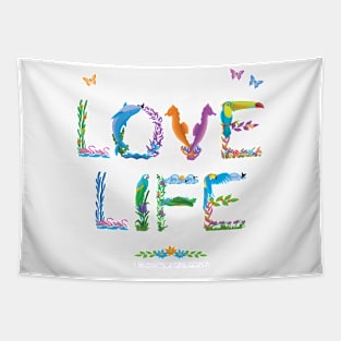 Love Life - Tropical wordart Tapestry