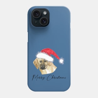 Merry christmas little puppy in watercolor Phone Case