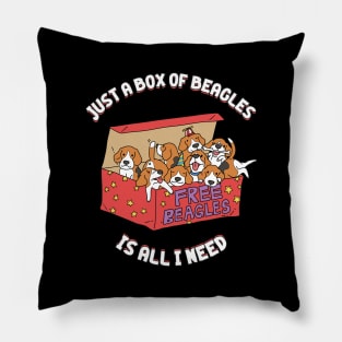 Box of Beagles Pun Pillow