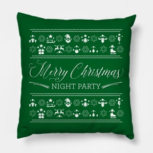 Merry Christmas Night Party Green Pillow